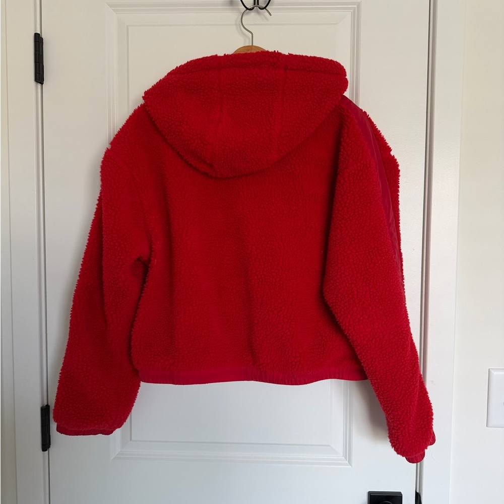 Urban Outfitters Red Teddy Sherpa Quarter Zip Jacket Hoodie Medium - Picture 4 of 4